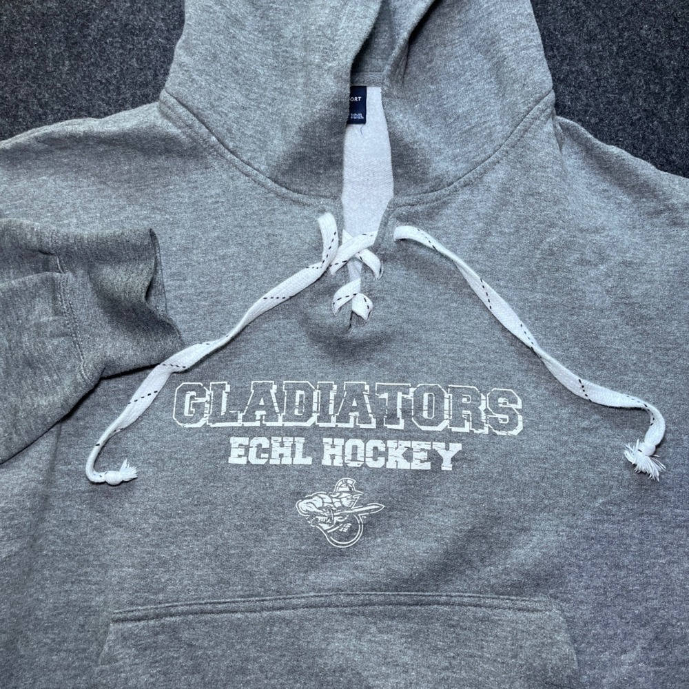 MV Sport Hoodie Women XXL Grey Excellent Gladiators ECHL Hockey Lace Up Neck